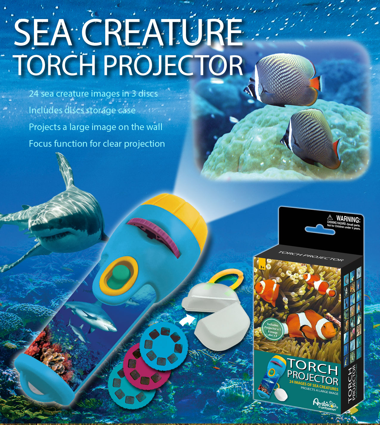 Sea Creatures Torch Projector (with disc case) Ambo Funtamin